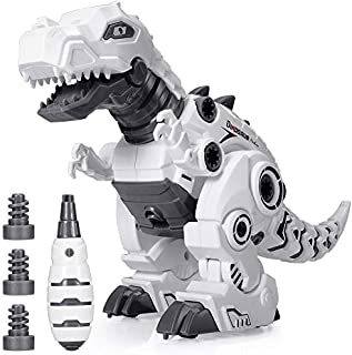 BEESTECH LED Walking Robot Dinosaur Toy, Take Apart Dinosaur Toys for 3, 4,5,6 Year Old Boys with Roar Sound, Colorful Lights, Toys for 4, 5 Year Old Boys Girls