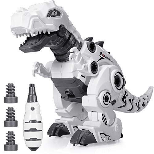 BEESTECH LED Walking Robot Dinosaur Toy, Take Apart Dinosaur Toys for 3, 4,5,6 Year Old Boys with Roar Sound, Colorful Lights, Toys for 4, 5 Year Old Boys Girls