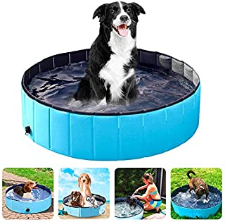 Winkeyes PVC Pet Dog Pool Pet Dog Swimming Pool Portable Foldable Pool Dogs Cats Bathing Tub Collapsible Non-Slip Puppy Bathing Tub Kid Ball Water Pond Kiddie Pool for Garden Bathroom Outdoor, 80x20cm