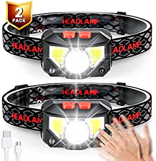 SGODDE 2 Pack Headlamp Flashlight, 1000 Lumens USB Rechargeable Headlamp Ultra Bright LED Headlight Motion Sensor Head Lamp/8 Modes/Waterproof/Built in Batteries for Outdoors, Running, Camping, Hiking