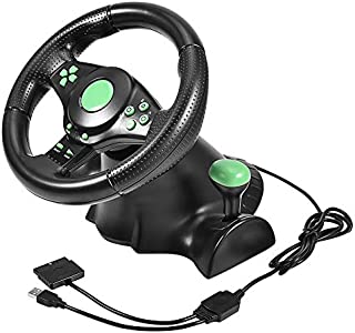 Yencoly Gaming Vibration Racing Steering Wheel,Gaming Vibration Racing Steering Wheel Pedals for Xbox 360/ PS2/ PS3/ PC USB Sport Steering Racing Wheel