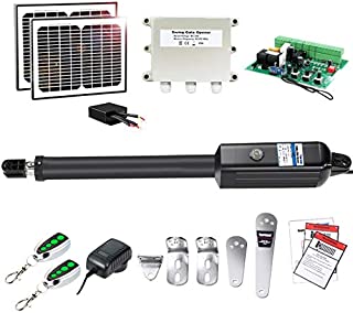 TOPENS A8S Automatic Gate Opener Kit Heavy Duty Solar Single Gate Operator for Single Swing Gates Up to 18 Feet or 850 Pounds Gate Motor Solar Panel