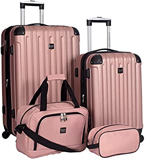 Travelers Club Midtown Hardside 4-Piece Luggage Travel Set, Rose Gold