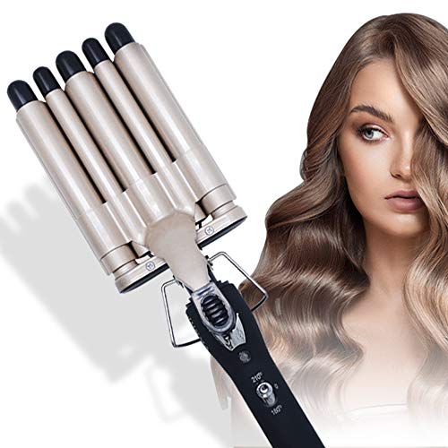 Hair Crimper Curling Iron Ceramic Crimpers Wavers Curler Wand Fast Heating 30mm 5 Barrels Hair Waver Styling Tools Wand Iron for Hair (180 to 210)