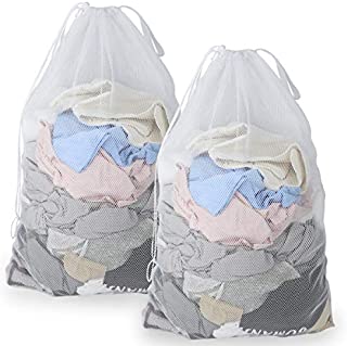 Orgeco Drawstring Mesh Laundry Bag with Handles,2Pcs Extra Large Heavy Duty Delicates Bag for Washing Machine,Travel,Cloths,Toy Storage( 23