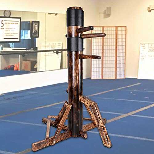 Flex HQ Adjustable Wing Chun Dummy Mook Yan Jong IP Man Training Target Wood Base Dark Brown