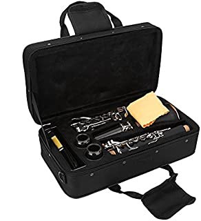 B Flat Clarinet 17 Keys Bb Clarinet + Reeds+ Case - Descending B Tone Bakelite Clarinet Student Beginner with Reeds Cleaning Cloth Woodwind Instruments