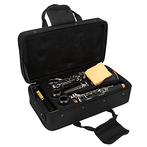 B Flat Clarinet 17 Keys Bb Clarinet + Reeds+ Case - Descending B Tone Bakelite Clarinet Student Beginner with Reeds Cleaning Cloth Woodwind Instruments