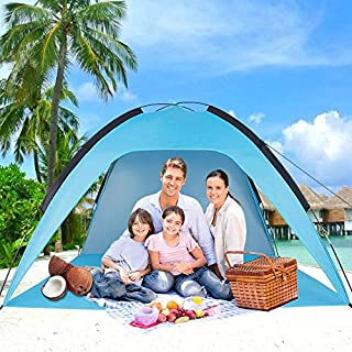 Sumerice Family Beach Tent and Sun Shade UV Cabana Shelter | Camping, Hiking, Fishing | Lightweight, Portable, Breathable, and Windproof | Collapsible (Blue)