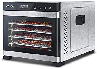 COSORI Premium Food Dehydrator Machine(50 Free Recipes), 6 Stainless Steel Trays with Digital Timer and Temperature Control for Beef,Jerky,Fruit,Dog Treats,Herbs,ETL Listed/FDA Compliant