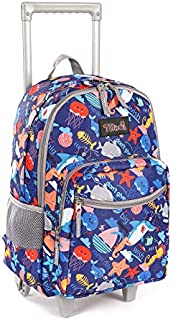 Rolling Backpack 18 inch Double Handle Wheeled Laptop Boys Girls Travel School Children Luggage Toddler Trip, Shark