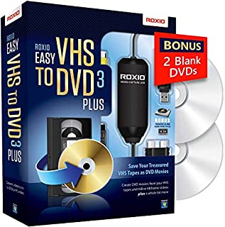 Roxio Easy VHS to DVD 3 Plus | VHS, Hi8, V8 Video to DVD or Digital Converter | Amazon Exclusive 2 Bonus DVDs