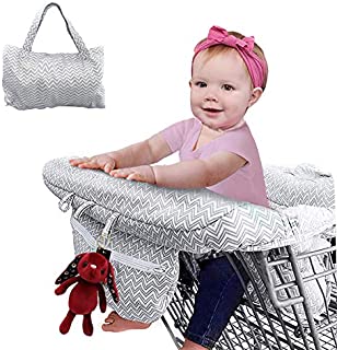 2-in-1 Shopping Cart Cover and Highchair Cover for Baby, Large Size with Sippy Cup Holder, Cell Phone Storage, Shower Gift Idea