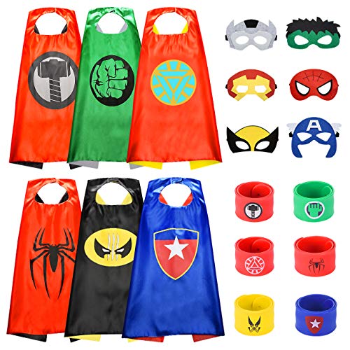 Toys for Boys Age 2-10, Superhero Capes for Kids Birthday Party Stocking Fillers Capes for Party with Mask and Bracelet Xmas Gifts Presents for 4-8 Year Old Boys Girls