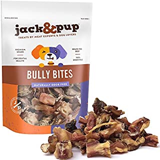 Jack&Pup Premium Grade Odor Free Bully Bites Dog Treats, (2 Lb. Value Pack)  All Natural Gourmet Dog Treat Chews  Fresh and Savory Beef Flavor