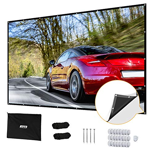 Projector Screen 180 inch, Upgraded PVC Black Backing 4K 16:9 HD Portable Projector Screen, Premium Indoor Outdoor Movie Screen Anti-Crease Projection Screen for Home Theater Backyard Movie.