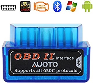 AUOTO Bluetooth Mini Elm327 OBD2 Scanner Car Diagnostic Tool Code Reader for Smart Phone Android Windows Symbian English