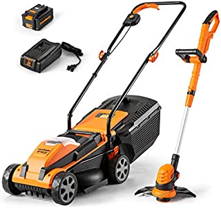 LawnMaster 20VMWGT Lawn Mower / String Trimmer Combo Kit 24V MAX,4.0Ah Battery & Charger Included