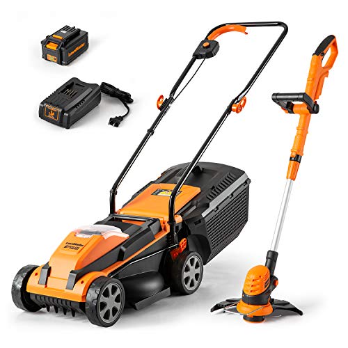 LawnMaster 20VMWGT Lawn Mower / String Trimmer Combo Kit 24V MAX,4.0Ah Battery & Charger Included