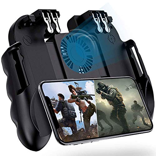 4 Trigger Mobile Game Controller with Cooling Fan for PUBG/Call of Duty/Fortnite [6 Finger Operation] YOBWIN L1R1 L2R2 Gaming Grip Gamepad Mobile Controller Trigger for 4.7-6.5