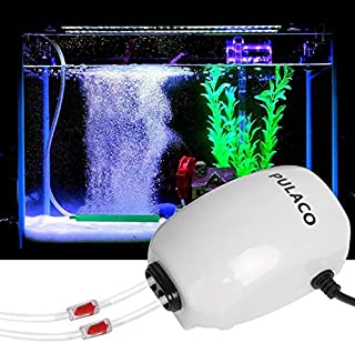 PULACO Ultra Quiet Aquarium Air Pump Dual Outlet , Fish Tank Aerator Pump with Accessories, for Up to 100 Gallon Tank