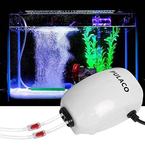 PULACO Ultra Quiet Aquarium Air Pump Dual Outlet , Fish Tank Aerator Pump with Accessories, for Up to 100 Gallon Tank