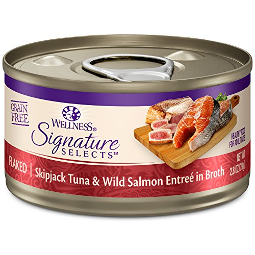 Wellness CORE Signature Selects Grain Free Canned Cat Food, Flaked Skipjack Tuna & Wild Salmon in Broth, 2.8 Ounces (Pack of 12)