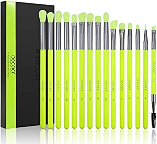 Docolor Eye Makeup Brush Set 15 Pcs Neon Green Eyeshadow Brushes Set Professional Makeup Brushes Eye Shadow Concealer Eyebrow Eyelash Eye Liners Blending Make Up Brushes with Wooden Handles