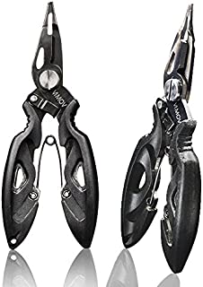 VIMOV Saltwater Fishing Pliers (2 Pack), Stainless Steel Plating Titanium Multi Tool (Hook Remover, Braid Line Cutter, Split Ring Opener) for Saltwater Angling, Kayak and Boating