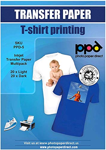 PPD Inkjet Iron-On Mixed Light and Dark Transfer Paper LTR 8.5X11