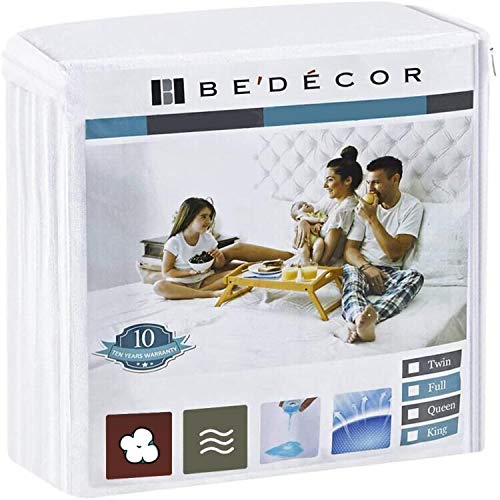 Bedecor Mattress Protector,Soft Cotton Terry Top Cover,Fit Up to 18