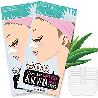 Look At Me Nose Pore Strips (2-Pack, 10 Nose Strips). Korean Skin Care Blackhead Remover with Aloe Vera. K Beauty Pore Cleaner and Pore Extractor. Acne Mask for Blackhead Removal. Adhesive Pore Mask.