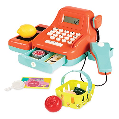 Battat Cash Register Toy Playset  Pretend Play Kids Calculator Cash Register with Accessories for 3+ (26-Pieces)