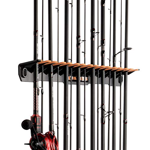 KastKing Patented V15 Vertical Fishing Rod Holder  Wall Mounted Fishing Rod Rack, Store 15 Rods or Fishing Rod Combos in 18 Inches, Great Fishing Pole Holder and Rack