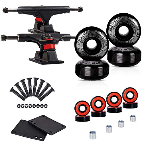 LOSENKA Skateboard Wheels Set,Include Skateboard Trucks, Skateboard Wheels 52mm, Skateboard Bearings, Skateboard Pads, Skateboard Hardware 1