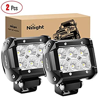 Nilight - 60001F-B Led Pods 2PCS 18W 1260LM Flood Led Off Road Lights Super Bright Driving Fog Light Boat Lights Driving Lights Led Work Light for Trucks, 2 Years Warranty