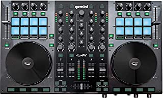 Gemini GV Series G4V Professional Audio 4-Channel MIDI Mappable Virtual DJ Controller with Touch Sensitive Jog Wheel and LED Monitor