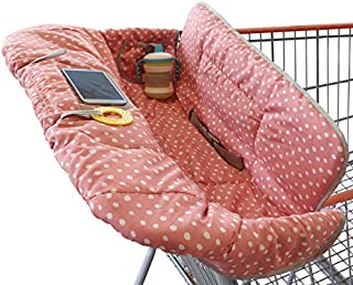 Shopping Cart Cover for Baby or Toddler | 2-in-1 High Chair Cover | Universal Fit | Includes Carry Bag | Machine Washable | Fits Restaurant Highchair | Perfect for Girl (Pink Dots)