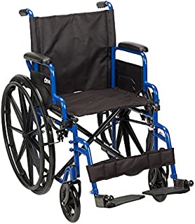 Drive Medical Blue Streak Wheelchair with Flip Back Desk Arms, Swing Away Footrests, 18 Inch Seat