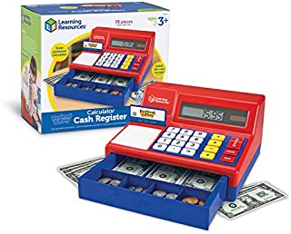 Learning Resources Pretend & Play Calculator Cash Register, Classic Counting Toy, Kids Cash Register, 73 Pieces, Ages 3+