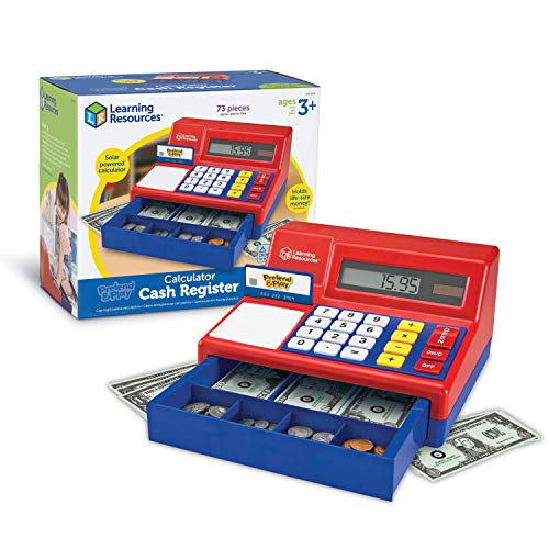 Learning Resources Pretend & Play Calculator Cash Register, Classic Counting Toy, Kids Cash Register, 73 Pieces, Ages 3+