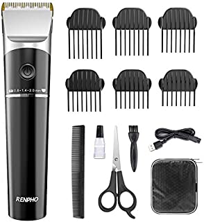 Hair Clippers for Men, RENPHO Professional Clipper for Hair Cutting, 2-Speed Motor Hair/Beard Trimmer Grooming Kit, Cordless Haircut for Home/Barbers,Precise Length Setting, Lightweight, Easy Clean