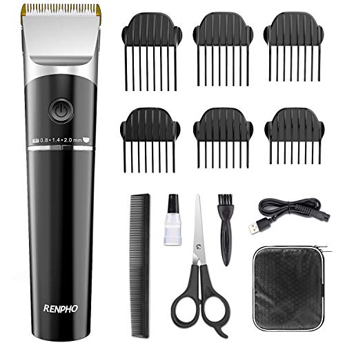 Hair Clippers for Men, RENPHO Professional Clipper for Hair Cutting, 2-Speed Motor Hair/Beard Trimmer Grooming Kit, Cordless Haircut for Home/Barbers,Precise Length Setting, Lightweight, Easy Clean