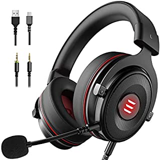 EKSA E900 PS4 Gaming Headset - PC Headset with 7.1 Surround Sound Noise Cancelling Mic, Memory Foam Earmuffs, Gaming Headphones Compatible with PC, PS5, Xbox One Controller, Nintendo Switch, Laptop