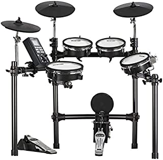 HXW SD201-C Electric Drum Set With Mesh Heads 8 Piece Electronic Drum Kit, All Dual-zone Pads and Cymbals With Choke, 346 Sounds, 50 Kits, Solid Racks