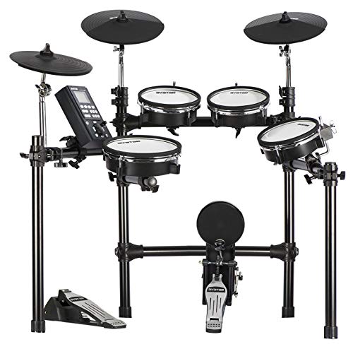 HXW SD201-C Electric Drum Set With Mesh Heads 8 Piece Electronic Drum Kit, All Dual-zone Pads and Cymbals With Choke, 346 Sounds, 50 Kits, Solid Racks