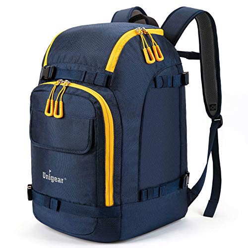 Unigear Ski Boot Bag, 50L Ski Boot Travel Backpack for Ski Helmet, Goggles, Gloves, Skis, Snowboard & Accessories (Blue)