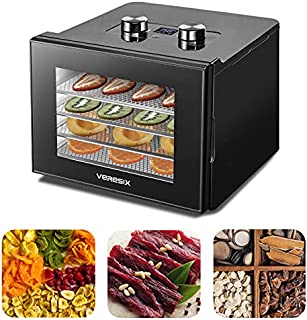 Food Dehydrator Machine - Digital Adjustable Timer and Temperature Control Dryer Dehydrators for Food and Jerky, Herbs, Meat, Fruit, Veggies, with 4 Stainless Steel Trays and 2 Anti-stick Mat