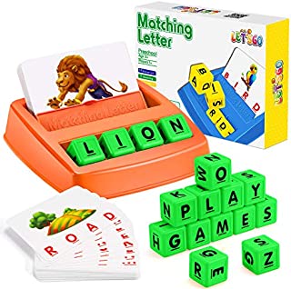 Educational Games for Kids Ages 3-8, Matching Letter Game for Kids Toys for 3-8 Year Old Boys Girls Xmas Gifts for 3-8 Year Old Girls Boys Preschool Kindergarten Educational Spelling Toys Orange