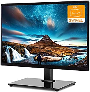 Universal TV Stand Tabletop Base with Swivel Mount for 27 32 37 40 42 46 50 55 inch LCD LED Plasma Flat Screens, Height Adjustable TV Base Replacement,Tempered Glass Base,Holds up to 88lbs